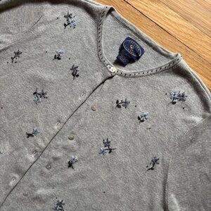 VTG 90s Women Whimsical Cottagecore Cardigan Embroidered Floral‎ Prairie Large